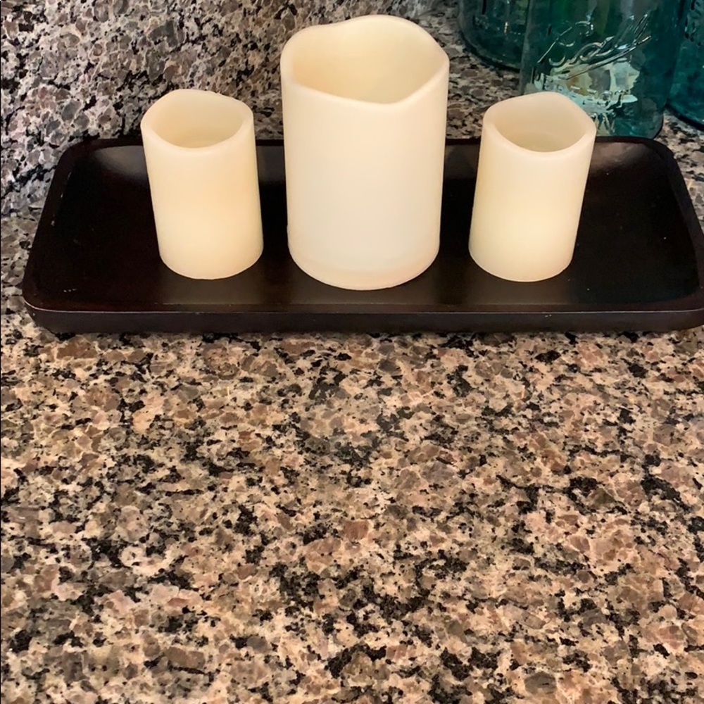 Dark Wood Pillar Plate for Candles